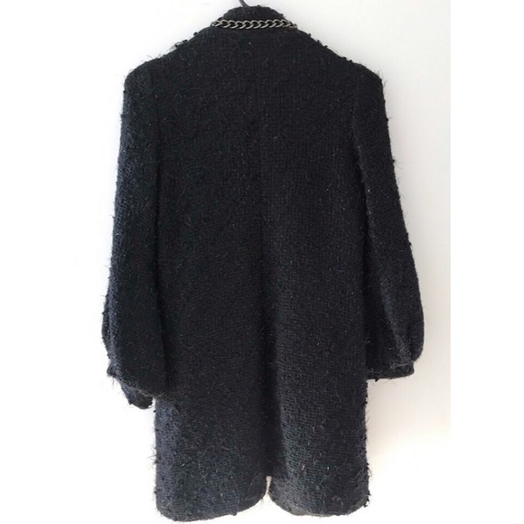 Alexander McQueen black tweed coat w long chains - Picture 2 of 9